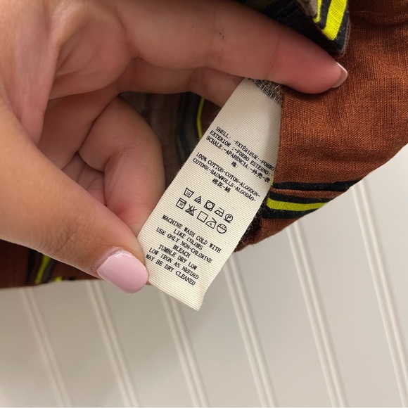 Free People 2 Pc Brown Stripe Sleeveless Top Three Button Mini Skirt Set Sz 10 - Picture 7 of 14